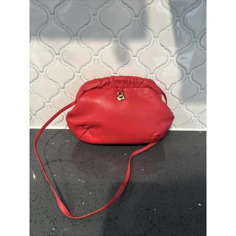 VTG Leather Crossbody Bag Etienne Aigner Red Gold Old Money Elevated Basic